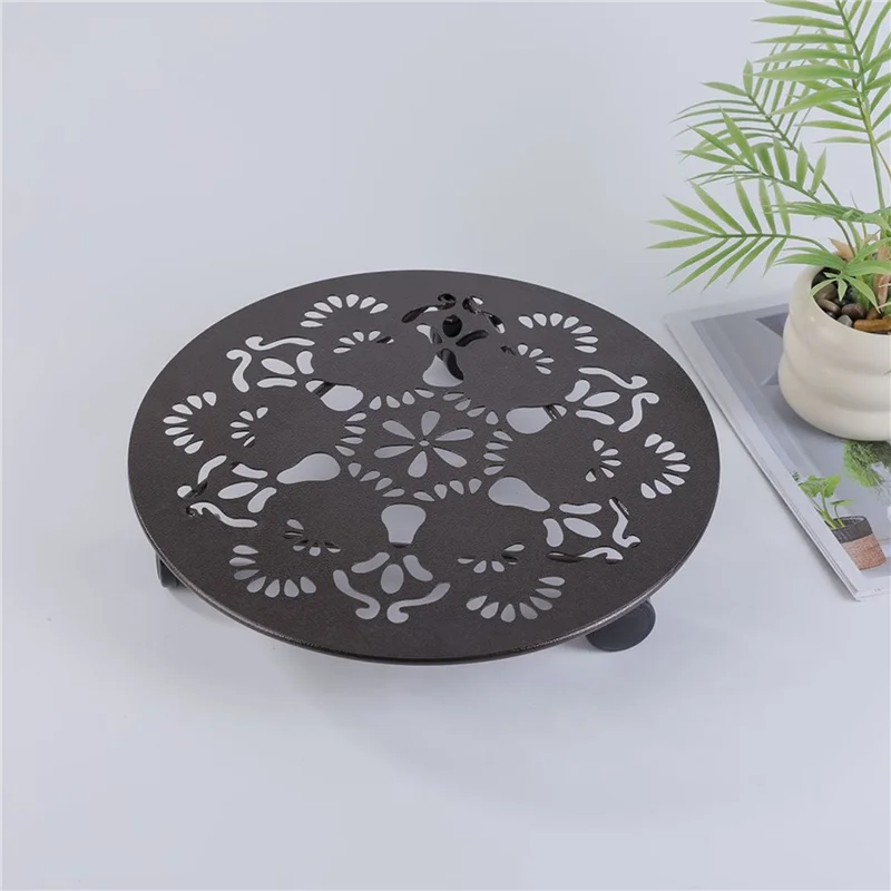 

B50C 12 Inches Large Metal Plant Stands With Wheels Round Planter Pot Mover Rollers Plant Stands