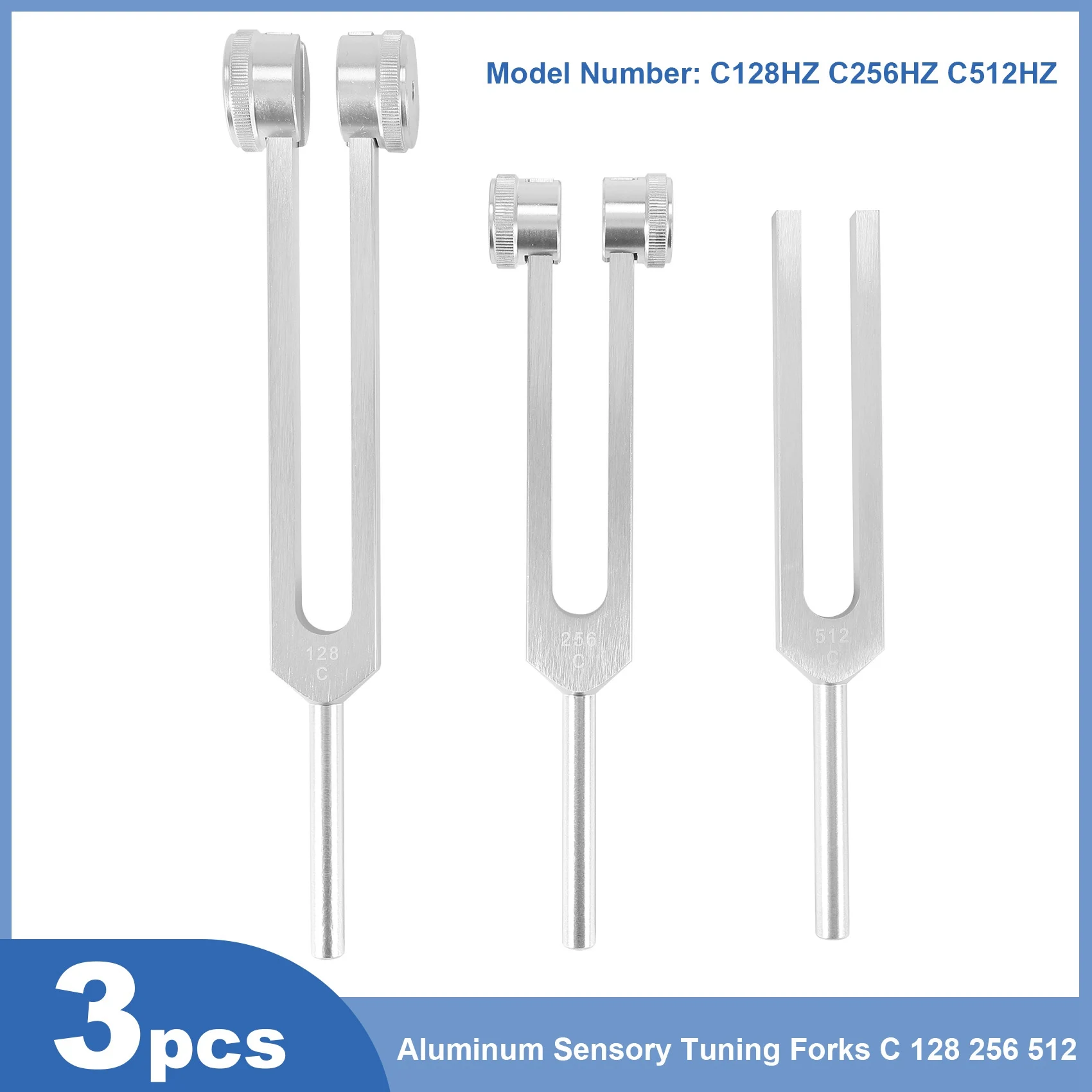 Set di 3 diapason sensoriali in alluminio C 128 256 512