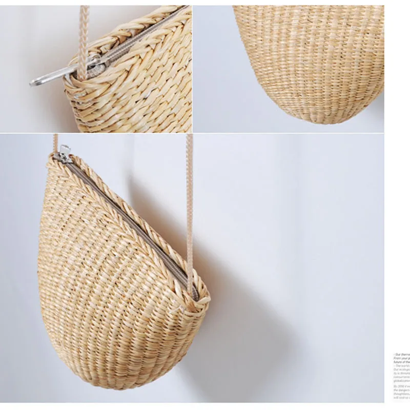 Rattan Woven Mini Women\'s Shoulder Bag Handmade Straw Bag Bohemian Summer Beach Bag Girls Crossbody Bags Female Messenger Bag