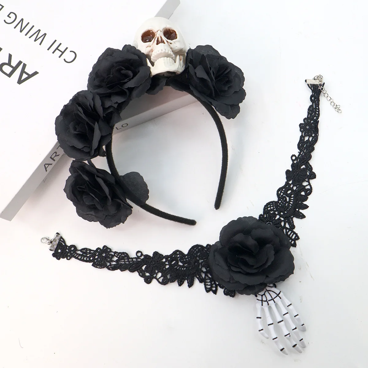 

Skull Flower Headband Plastic Day Of The Dead Headpiece Halloween Hair Hoop Festive Cosplay Costume Headwear For Halloween