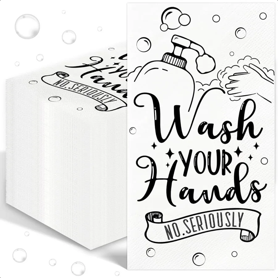 100 Pcs  Hand Towels for Bathroom Paper Towels for Guests 3 Ply Wash Your Hands Bathroom Etiquette Guest Napkins for Powder Roo