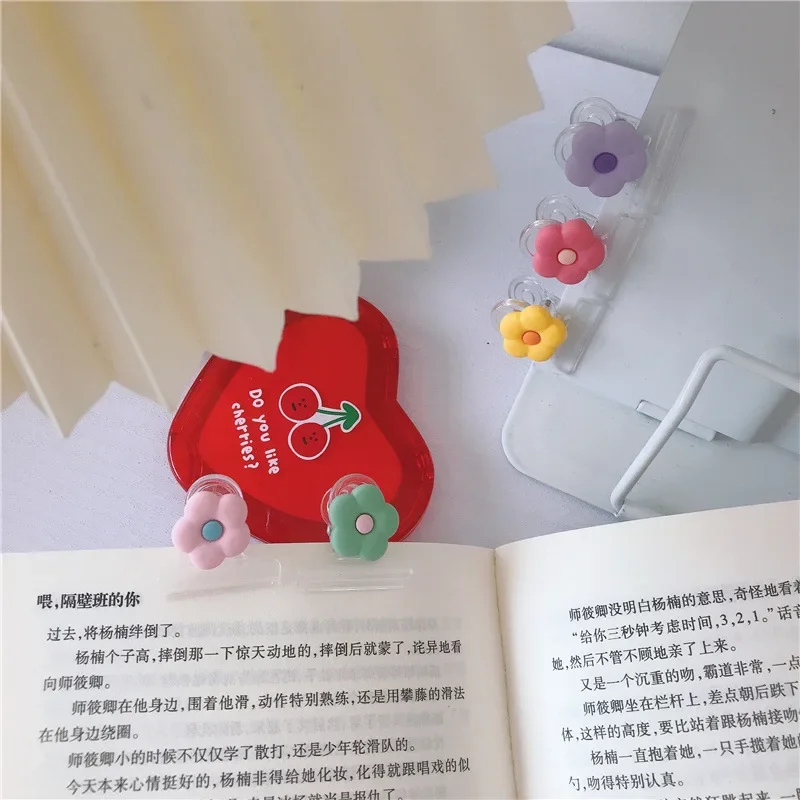 Korean Style Aesthetic Book Clips Cute Colorful Flower Paper Clips for Journaling Ins Girl Pastel PP Document Organizer for Note