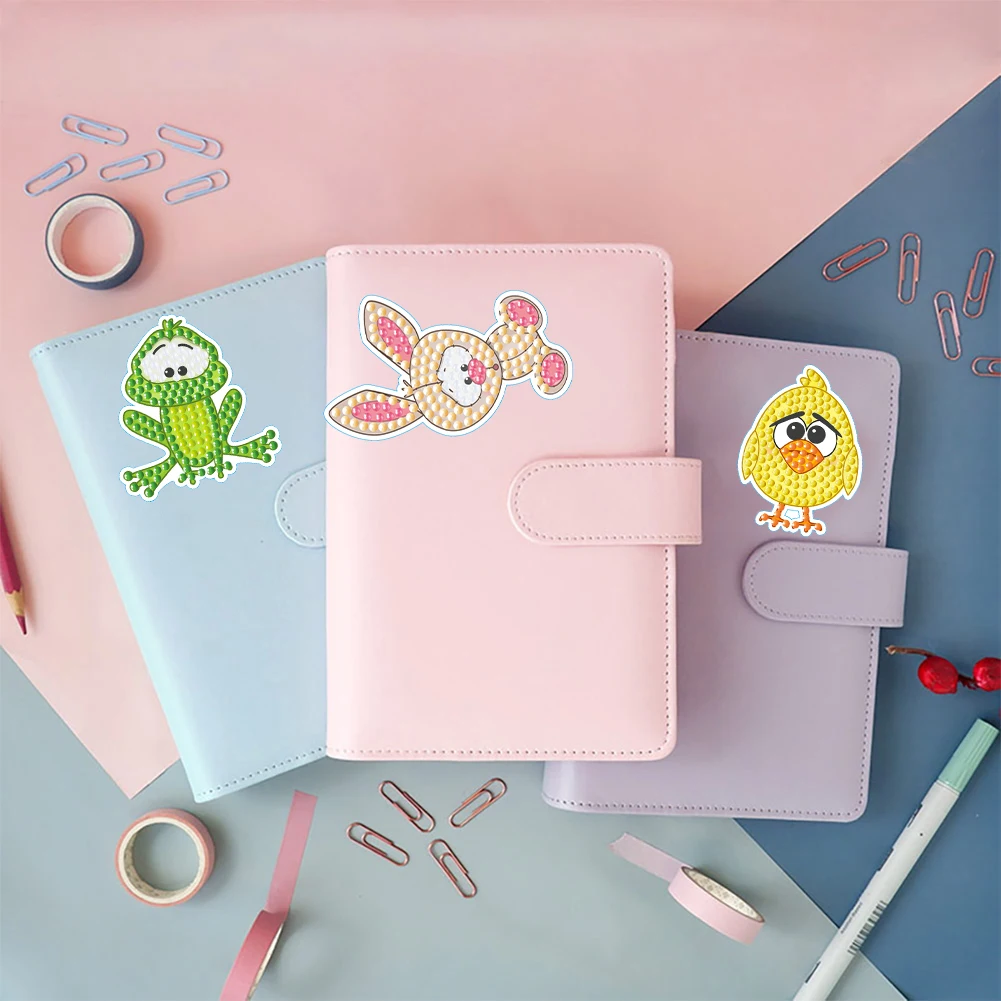 

24PCS Diamond Painting Stickers Kits Art Crafts DIY Diamond Mosaic Sticker Handmade Animal Cartoon Stickers Diamond Art Sticker