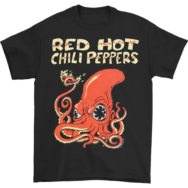 

2025 Summer New Red Pepper Rock Print pattern T-shirt for men a high-quality streetwear men's short-sleeved T-shirt