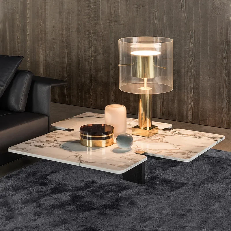 AA special-shaped coffee table jazz white marble medium white coffee table villa large coffee table
