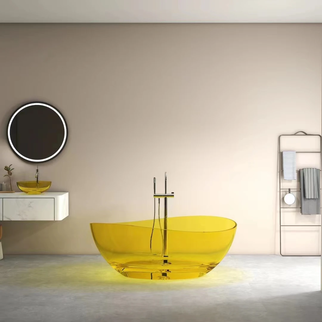 Various Color Customized Transparent Clear Resin Bath Japanese Head Spa Pod Sanitaire Bateau Tub Freestanding Portable Bathtub