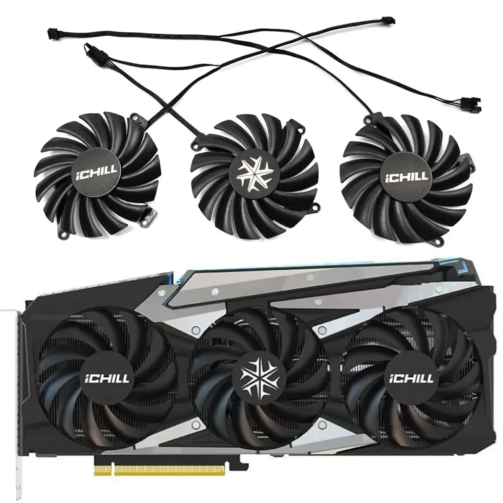 1SET 3Fan/ CF-12915S RTX 3080 3070 ICHILL X4 GPU Fan，For INNO3D RTX 3080、RTX 3080 TI、RTX 3090 Ichill X4 Card Video Cooling Fan