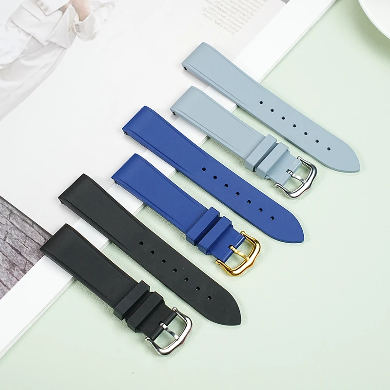 الرجال الإفراج السريع المطاط Fkm حزام ل كارتييه دومونت سانتوس 15.5 مللي متر 17.5 مللي متر النساء سوار فلوروروبر حزام (استيك) ساعة للطي المشبك