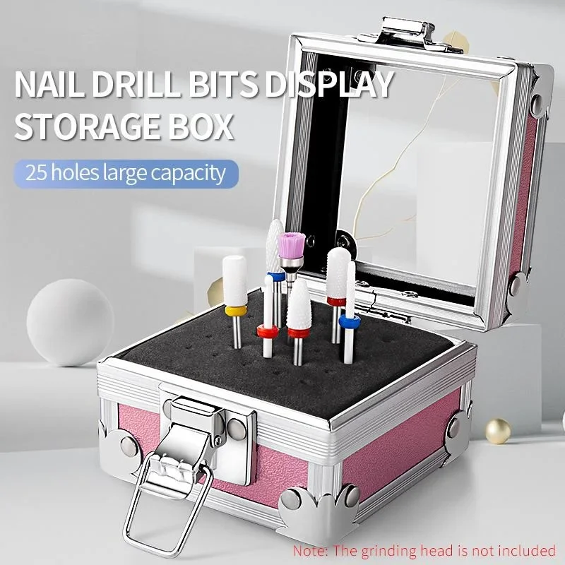 25 löcher Nail art Bohrer Lagerung Box Maniküre Schleifen Polnischen Kopf Bit Halter Display Nägel Bohrer Bits Organizer Display-ständer