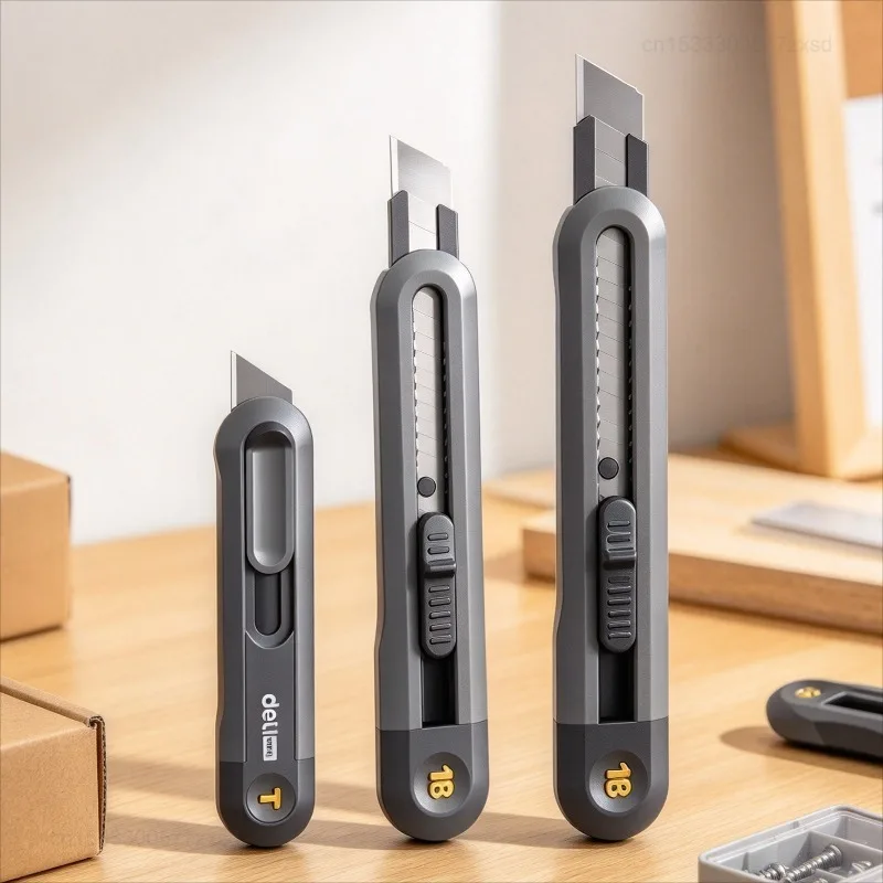 Snap-off Utility Knife Retractable Box Cutters 9/18mm High Carbon Steel Blades Button Self-Locking Paper Cutting Utility Knife