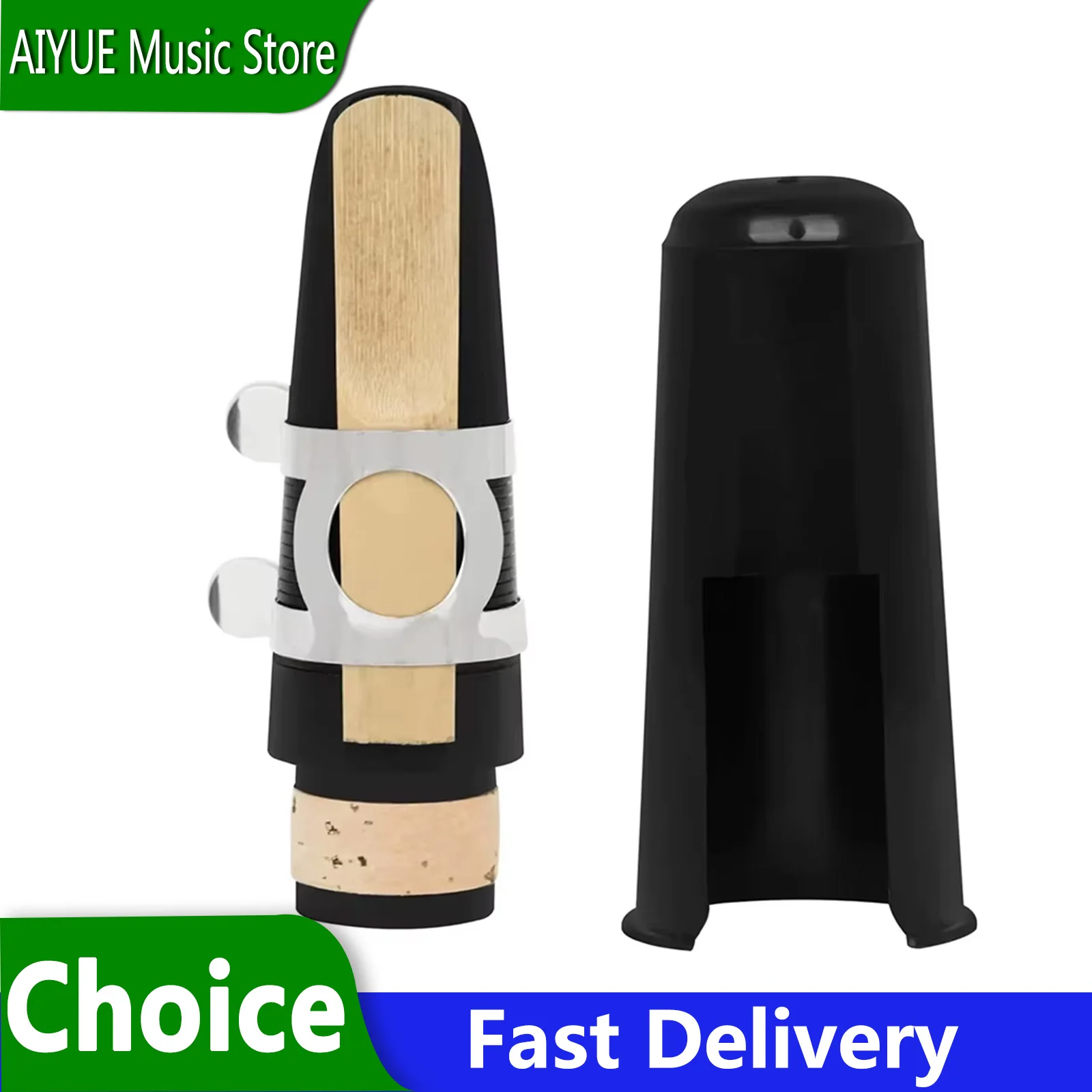 Clarinet Mouthpiece Set Threaded Metal Clip ABS with Mouthpiece Clip Cap Reed Clarinet Accessories Woodwind Instrument Parts
