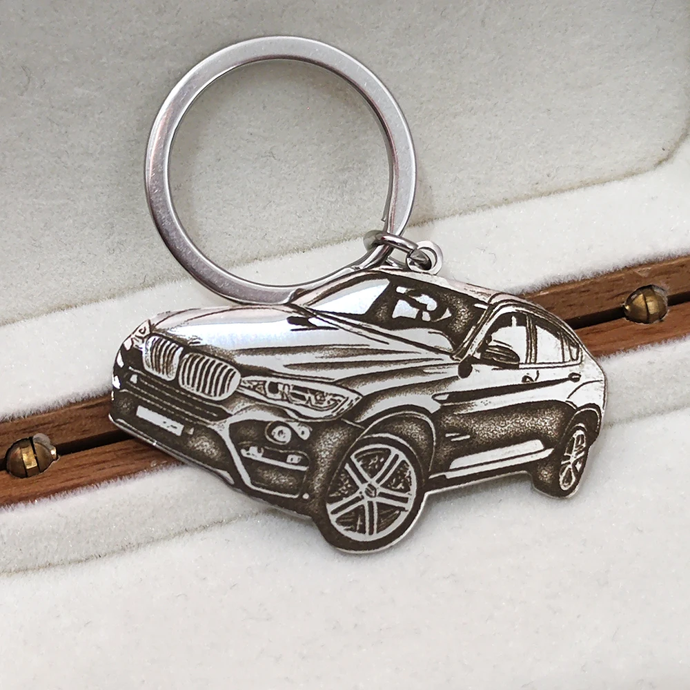 

Customized Laser Engraved Car Motorcycle Logo Photo Pendant Keyring Stainless Steel Personalized Anniversary Gifts Jewelry