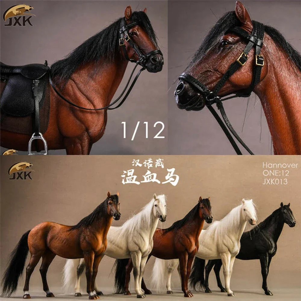 JXK 1:12 Scale German Hannover Horse Animal Model Healing Figure Equidae Collector Toy Resin Desktop Decoration Gift