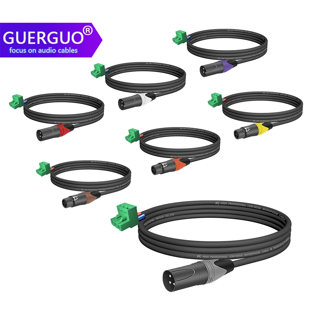 XLR to 3pin Phoenix Cable XLR 3P M/F to PHX3M NBKF/2EDG-5.08 3pin PCB Screw Terminal Block Adapter Connector Cord for Speakers