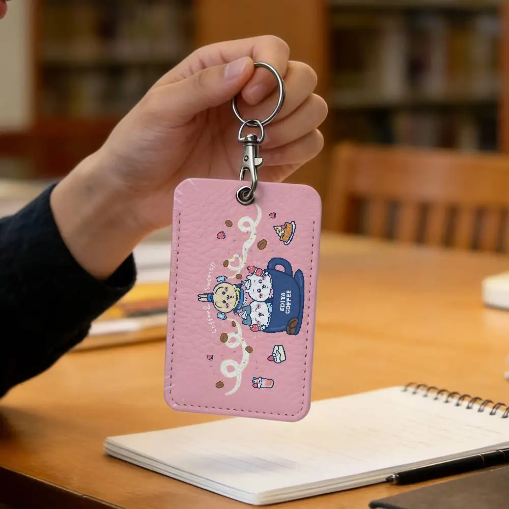 Niedlicher japanischer C-Chiikawa Usagi-Stil PU-Kartenhalter mit Schlüsselanhänger - Hochwertiger Schutz für Bankkarten, U-Bahn-Kartenetui. – Detail 14
