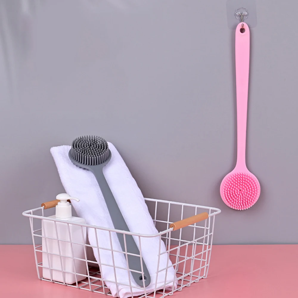 1pcs Silicone Massage Bath Brush Body Scrub Washing Long Handle Back Scrubber Shower Brush Dead Skin Remover Exfoliating Brush