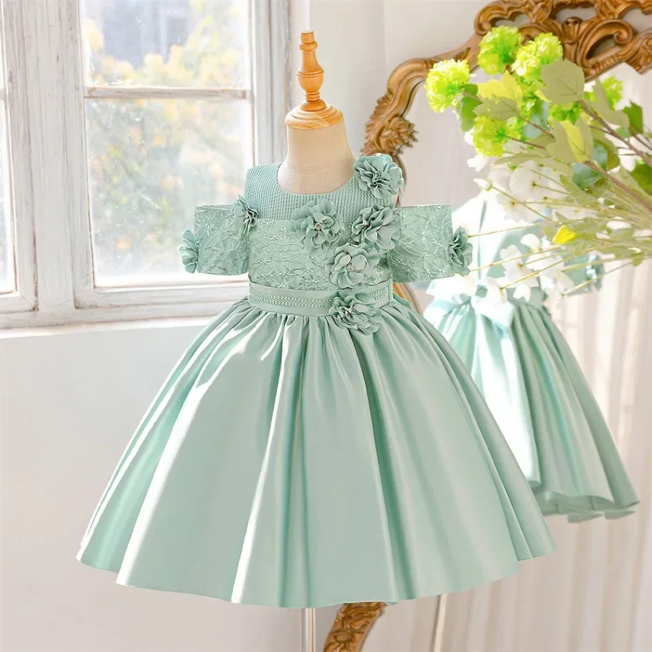 Summer Flower Party Girls Dress Wedding Bridesmaids Princess Prom Dresses for Girl Baptism Birthday Evening Kids Clothes ASQ03