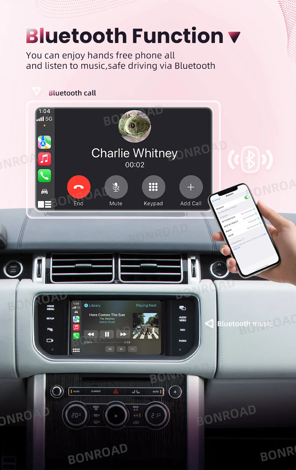 Bonroad Wireless CarPlay-Schnittstelle für Land Rover/Jaguar Range Rover Evoque Discovery mit Android Auto Mirror Link Navigation – Detail 9