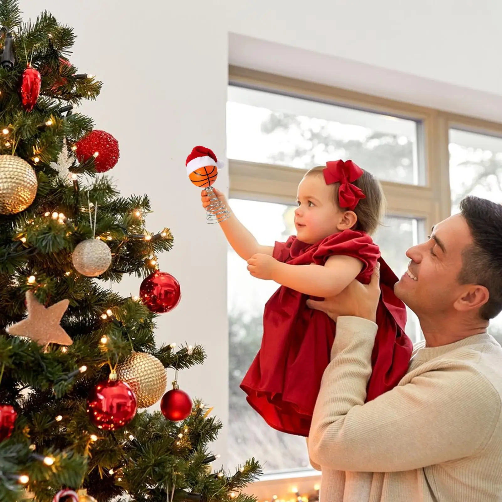 Christmas Tree Topper Ornament Baseball Basketball Golf Seasonal Decor Sports Holiday Tree Topper For Fans Study Church Office