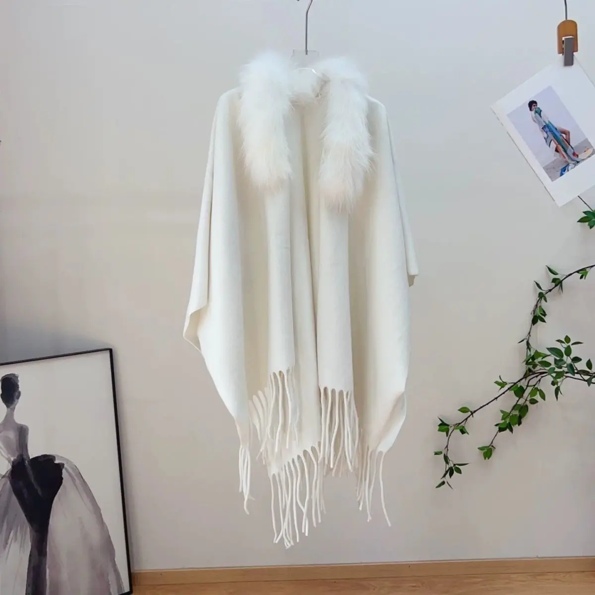 襟付きケープフリンジジャケットニットカーディガン秋と冬の暖かいジャケットとセーターの外側に着用