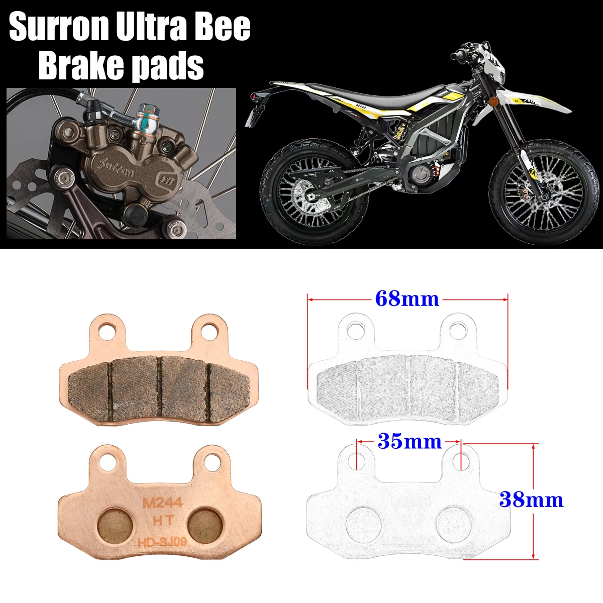 

Electric Bike Motorcycle Front And Rear Brake Pads OEM Original Copper Based Sintering Enduro For Sur-Ron Surron Ultra Bee Parts