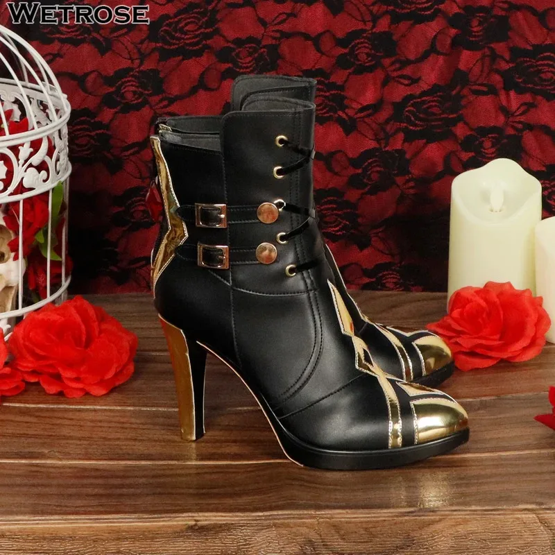 dd12【Wetrose】В наличии Genshin Impact Arlecchino Обувь для косплея The Knave Arurekki Meshitsukai Fatui Harbingers Сапоги на каблуке