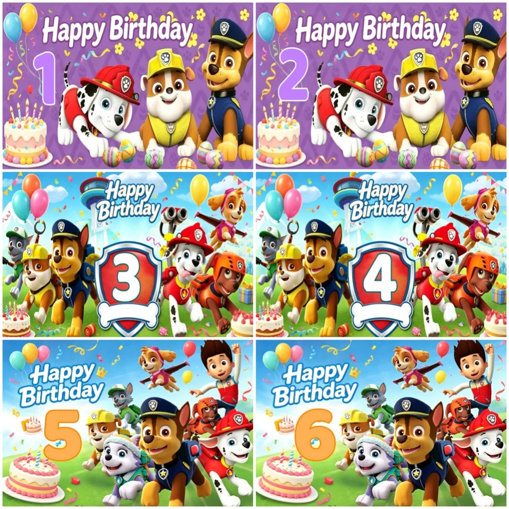 Décorations de fête d'anniversaire Pat'Patrouille pour enfants de 1 à 10 ans, toile de fond Aventure des Chiots, arrière-plan de baby shower, bannière de chambre, accessoires, cadeaux