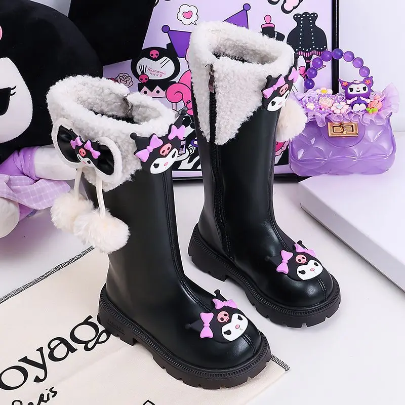 

Kawaii Kulomi Sanrio Children Cute Cartoon Comfortable Warm Boots Student Waterproof Anti Slip Boots Flat Shoes Gift for Kids