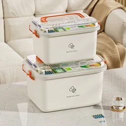 Portable Medicine Box Large Capacity Home First Aid Medical Kit Family Emergency Medicine Box with Multi-layer Drug Storage Case