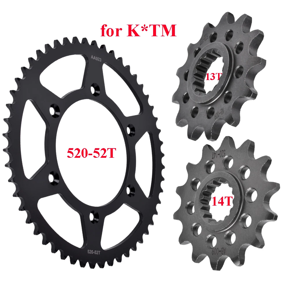 

520 13T 14T 52T Front Rear Sprocket for K*TM A50 EXC-F 250 300 350 380 EXC Enduro 250 XC-F 400 XC-W 505 SX-F