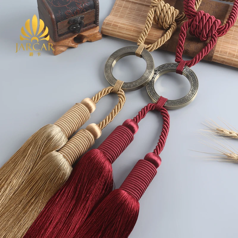2 Pcs Exquisite Curtain Straps Curtain Hanging Ball Living Room Decoration Accessories Luxurious Long Tassel Tiebacks