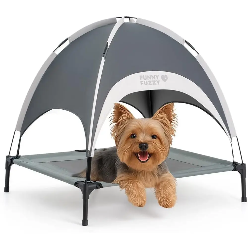 

24x18x7 Cooling Outdoor Dog Cot with UV-Protected Breathable Mesh for Small Dogs, Grey