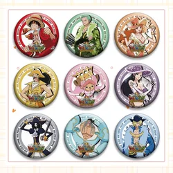 Cartoon Badge One Piece Luffy Zoro Nami Usopp Chopper Anime Round Tinplate Pendant Student Bag Decoration Couple Birthday Gift