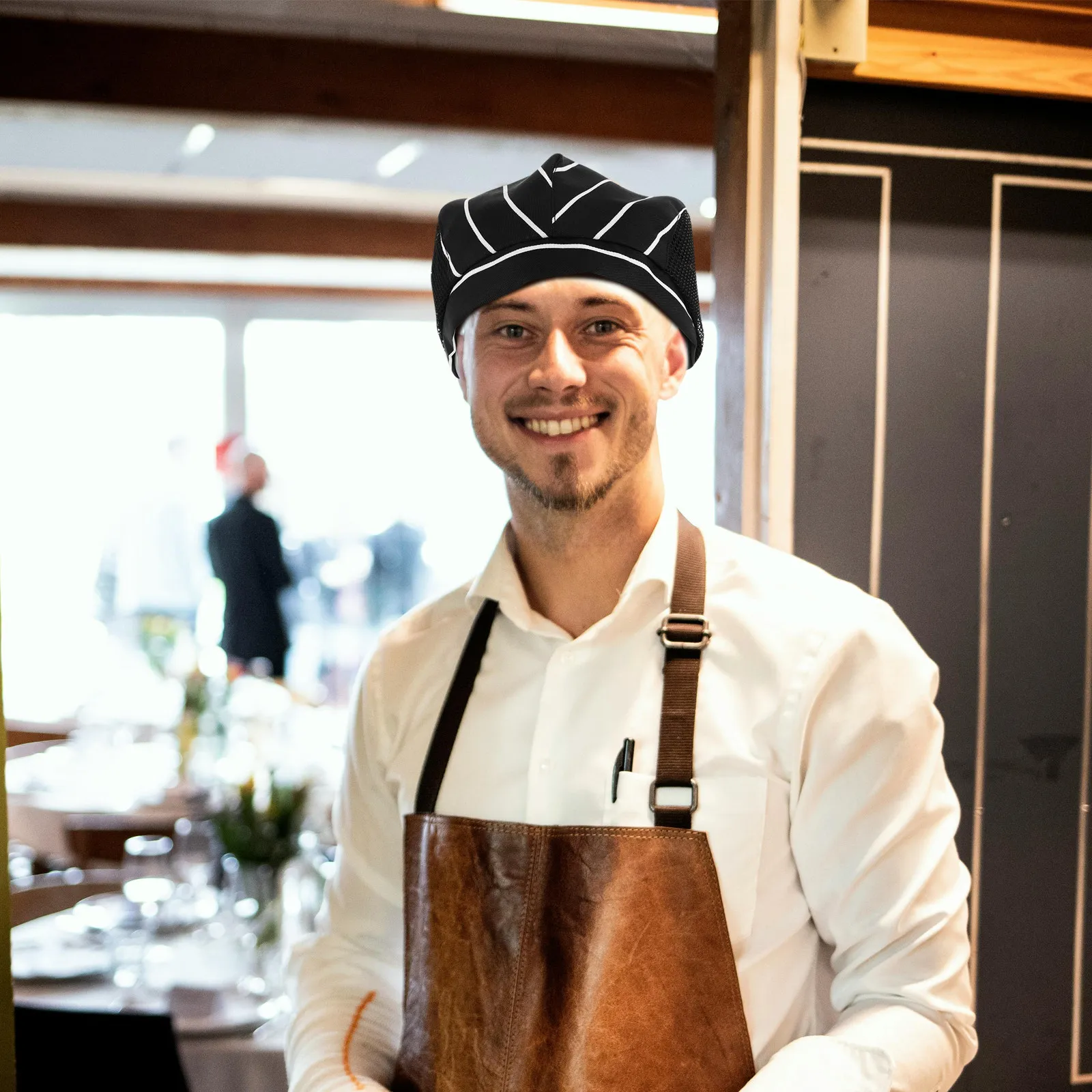 2 個の通気性のあるシェフハットメッシュトップキッチンクッキングキャップソフト軽量ユニフォームハットシェフ、ウェイター、パン屋、調理従業員用