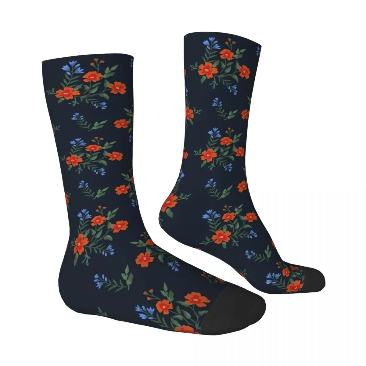 Ditsy Floral Socks Red Flowers Print Gothic Stockings Women Men Soft Climbing Socks Autumn Printed Non Slip Socks