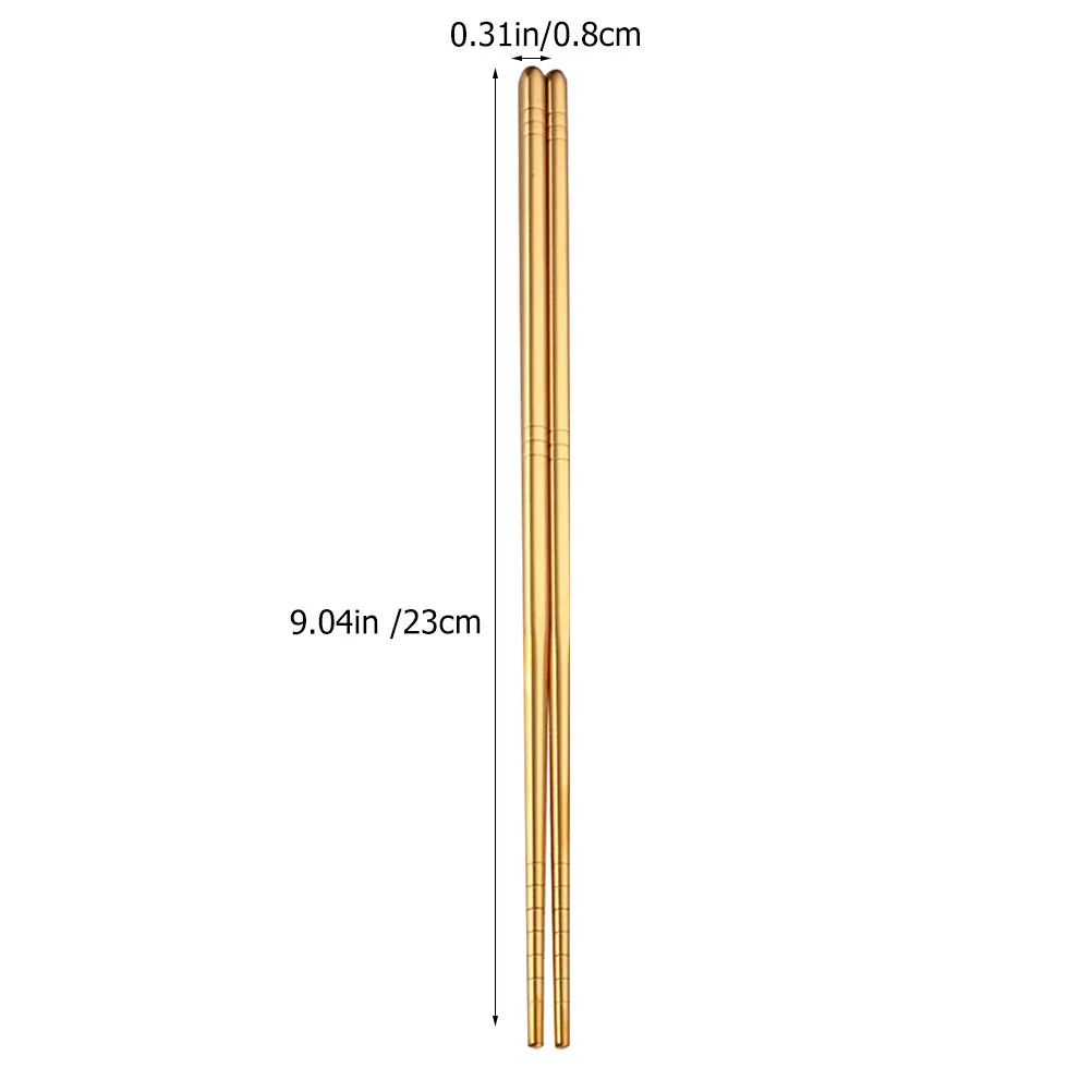 10pcs Anti-Slip Heat Resistant Stainless Steel Chopsticks Reusable Fine Polished Grain Surface Lightweight Portable Home Use