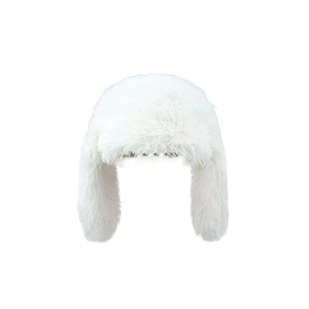 

Casual Solid Color Rabbit Ears Beanies Bunny Coldproof Plush Pullover Cap Y2K Thickened Ear Protection Hat Winter
