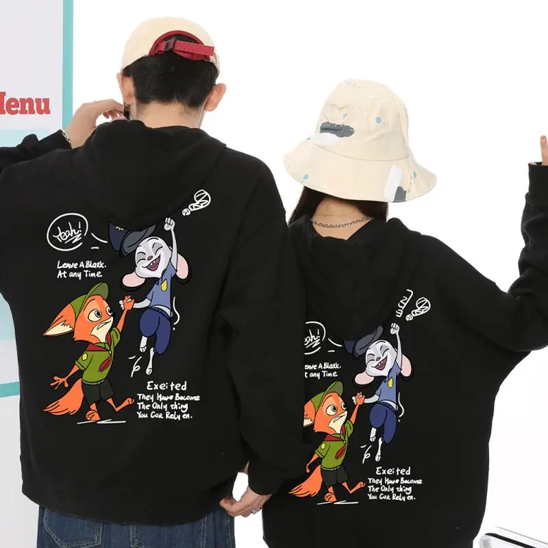 hoodie 2026 Fall Official Disney Zootopia Hoodie Judy Hopps Nick Wilde Couple Matching Loose Casual Outerwear одежда	Clothing