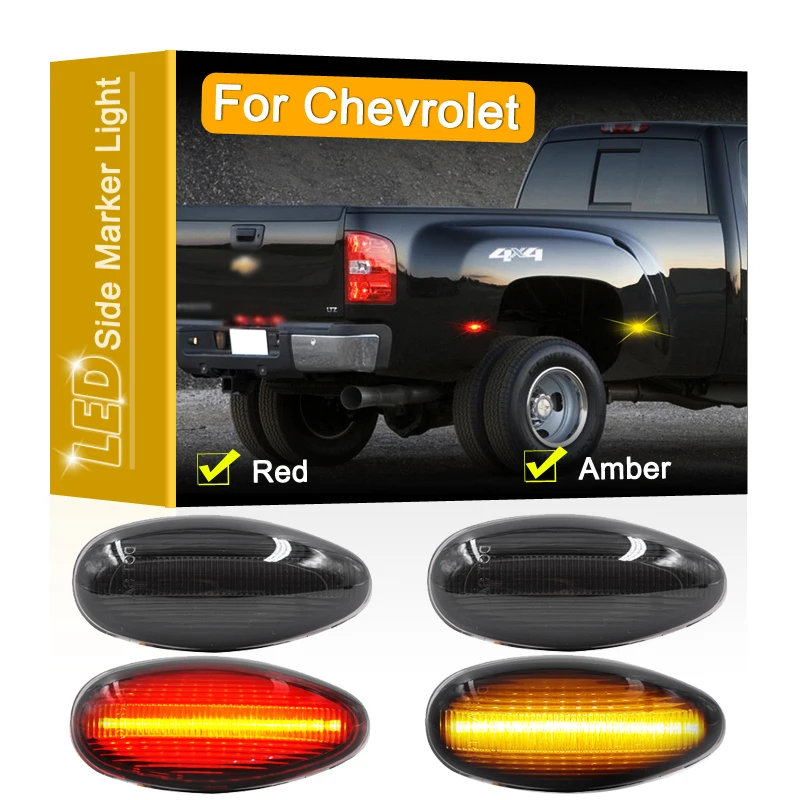 Smoked Lens Waterproof Rear Wheel LED Side Fender Marker Parking Light For Chevrolet Silverado 2500HD 3500HD 2001 2002 2003-2014