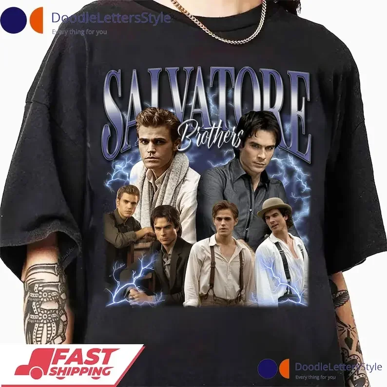 SALVATORE BROTHERS Ian Somerhalder Shirt  Damon   Stefan Paul Wesley  Brothers