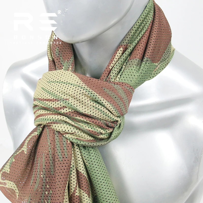 Mesh fabric 120gsm RHODESINA camouflage printed fabric tactical tricot fabric mesh for face mask breathable soft feeling