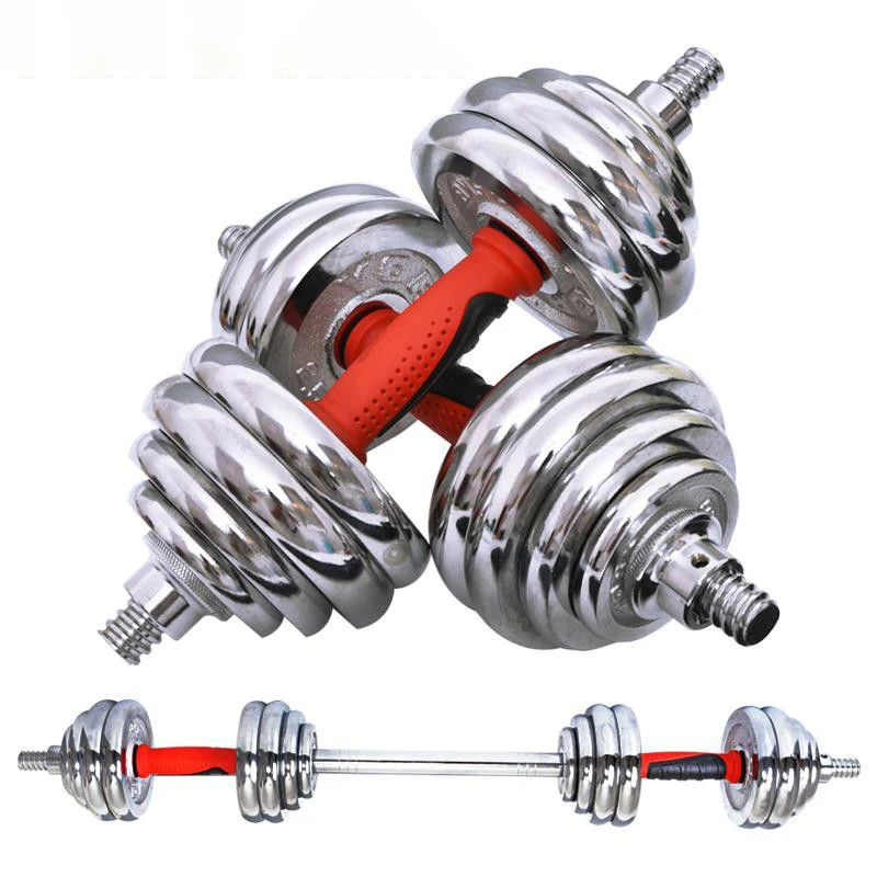 Custom Electroplated Cast iron Dumbbell 2-in-1 Adjustable Dumbbell Barbell Set Non-Slip Grip with Suitcase 10/15/20/30/40/50kg