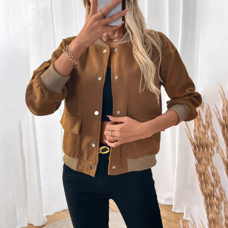 

Women Bomber Jacket Button Down Long Sleeve Casual Varsity Jackets Y2K Daily Street Date Fall Baseball Jacket Outwear Coats