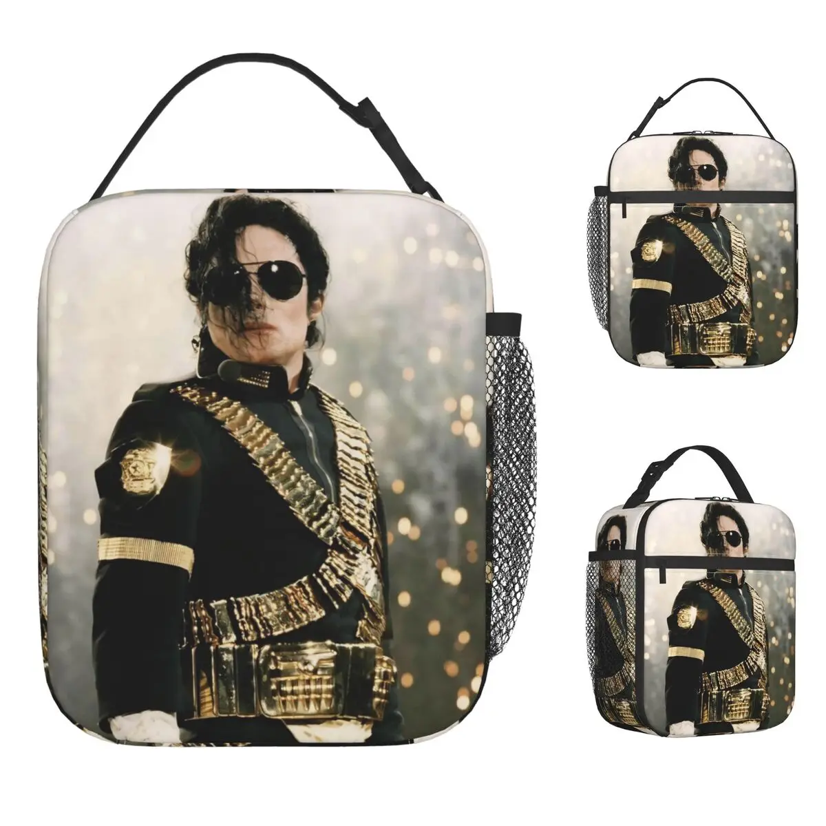 MJ King Of Pop مايكل J-jackson حقيبة الغداء المحمولة علب الاغذية الطفل السفر تصميم حقيبة للحفاظ على البرودة ريترو أكسفورد الحرارية حمل حقائب اليد #1