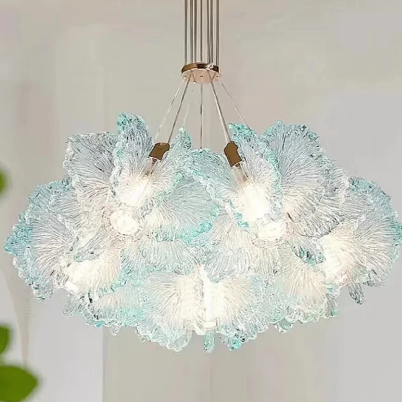 

Скандинавский новый элитный акриловый подвесной светильник с цветком для гостиной, ресторана, спальни, виллы, отеля, креативная люстра, художественное освещение, декор