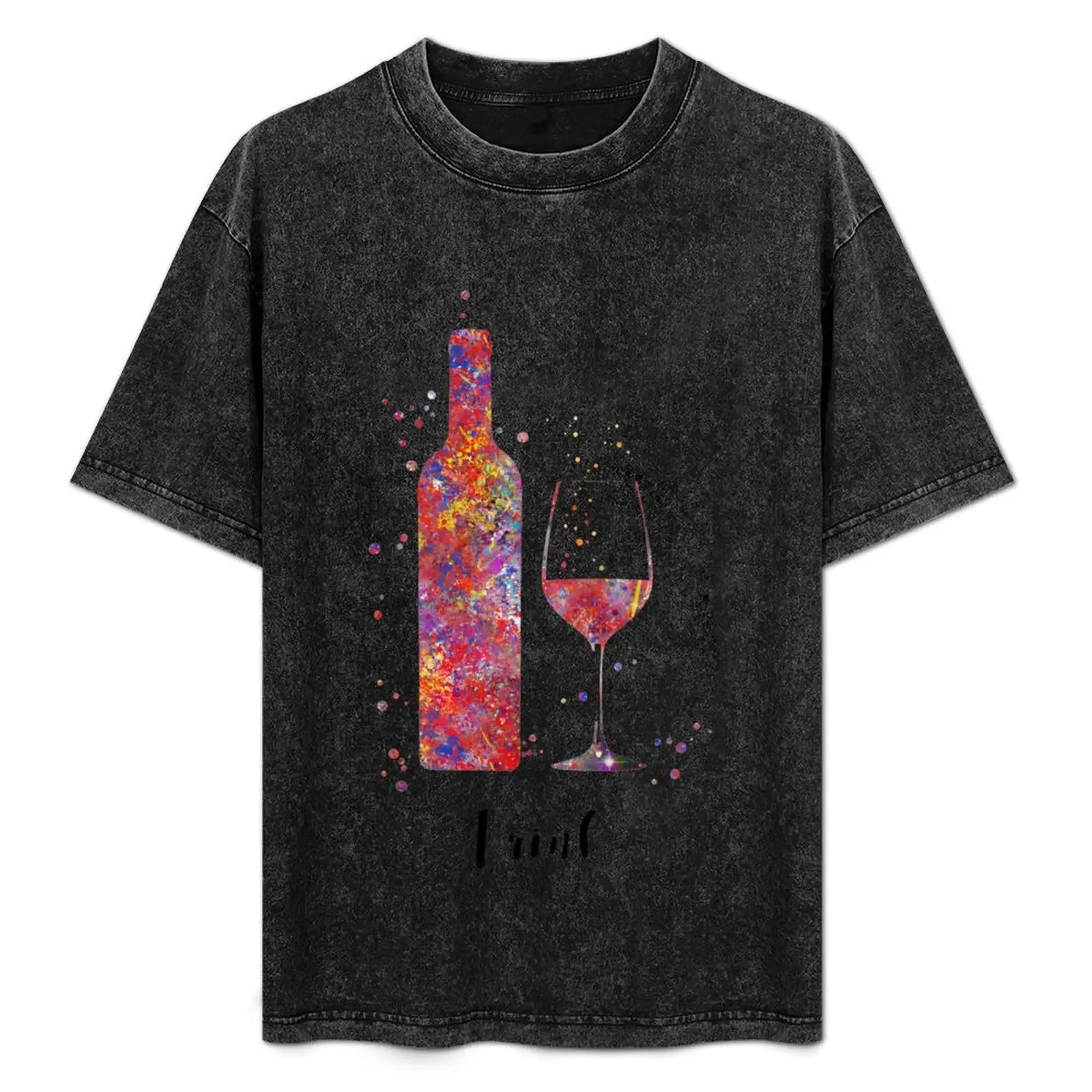 

Wine bottle and glass T-Shirt summer shirt anime stuff shirts graphic men clothes