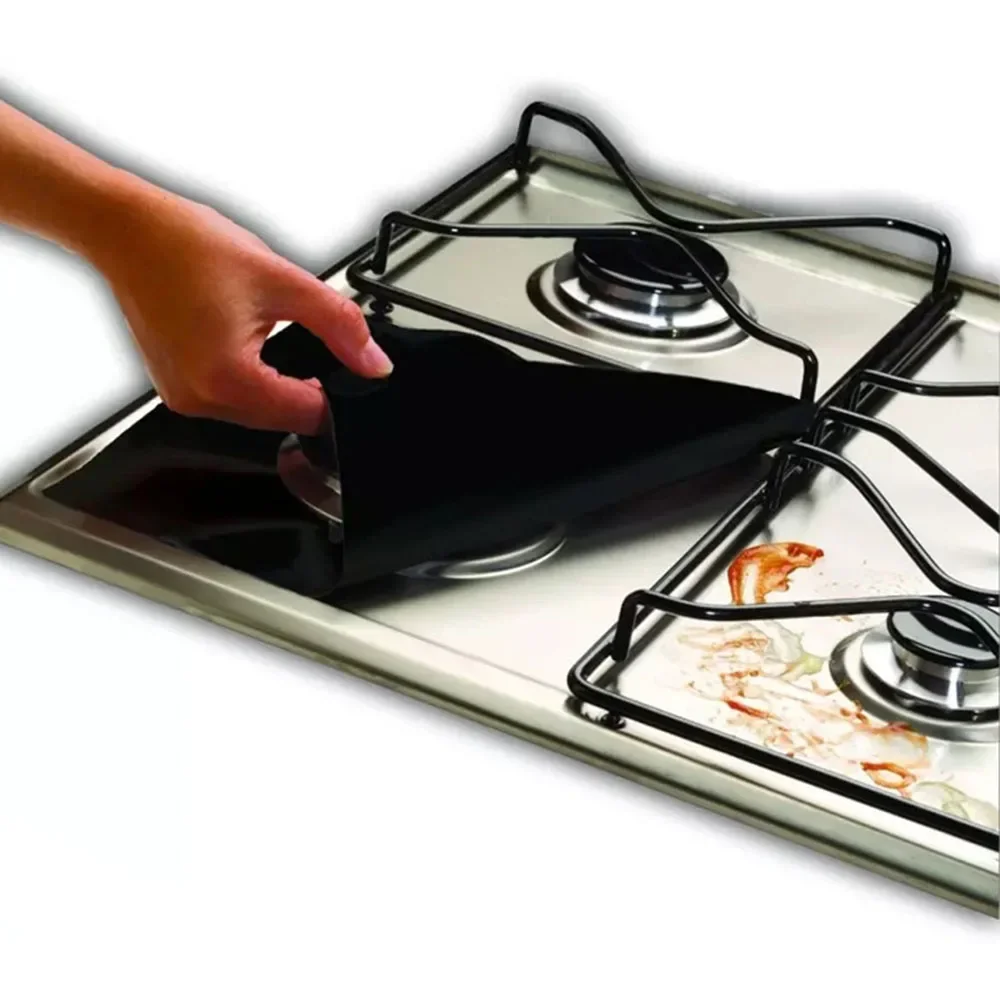 4pcs/set Reusable Gas Stove Protector Cooker Cover Liner Clean Mat Pad Kitchen Gas Stove Stovetop Protector Kitchen Accessories