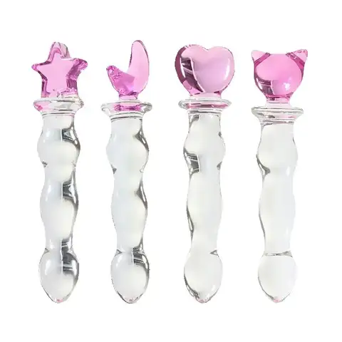 Cute Pink Smooth Crystal Glass Anal Plug Vaginal Anal Beads Dildos Plug Massage Masturbation Adult Sex Toys For WomenMen