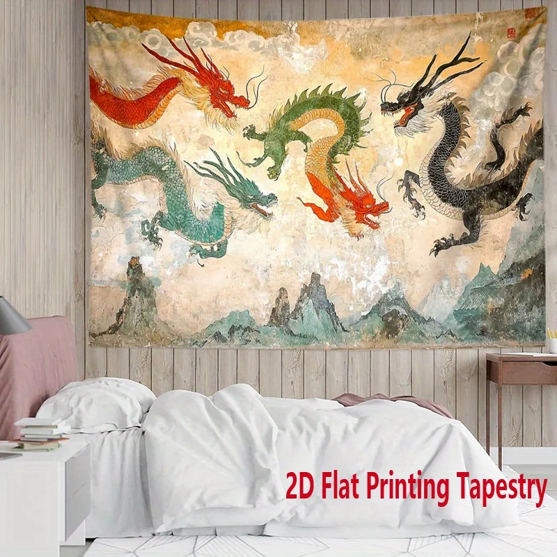 

Настенный гобелен из полиэстера с цифровой печатью на тему мифологии драконов, подходит для использования в гостиных, спальнях, офисах, барах, на вечеринках.