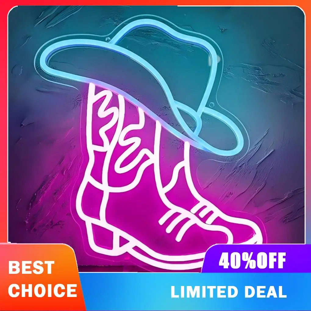 Neon Bar Sign Cowboy Neon Lamp USB Powered Sign Dimmable Light Led Bar Window